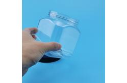 China Clear 211# Screw Lid Pet Cookie Jar Square Shape Plastic Food Containers 380ml supplier