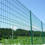 Green 3D Curvy Welded Wire Mesh Fence with peach posts for sale