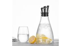 China Flow Lid Heat Proof Glass Pitcher , Half A Gallon Night Table Water Carafe supplier