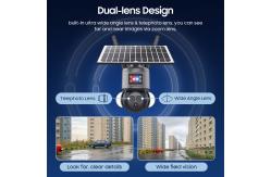 China PTZ 12X Zoom Smart Floodlight Solar Wifi Camera Red Blue Warning supplier
