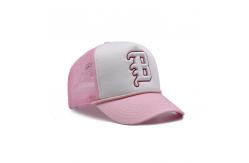 China Flat Bill High Profile 5 Panel Trucker Cap With Adjustable Snapback Closure supplier