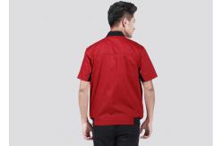 China Standing Collar Industrial Work Uniforms Two Triangle Pockets Blended Twill supplier