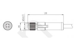 China M5 Straight Female Overmolded Plug Connector 3/4pin Black 20A Solder IP67 supplier
