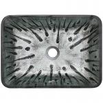 Gray Rectangular Vessel Sink Hot Melt Hand Drawing Tempered Glass Vanity Sink