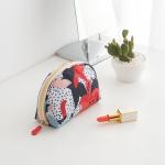 Flower Pattern Half Moon Shape Practical Wash Makeup Bag