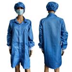 Unisex Blue 2.5mm Grid ESD Lab Coats Smocks Dustproof With Same Color Cap for sale
