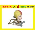 Reusable EEG Machine128 Leads Yellow EEG Skull Cap With Tin Electrode , CFDA Standard for sale