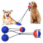 Double Suction Cup Squeaky Interactive Pet Toys Dog Teeth Cleaning Ball TPR ODM for sale