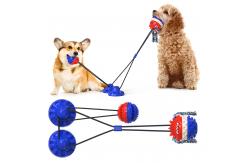 China Double Suction Cup Squeaky Interactive Pet Toys Dog Teeth Cleaning Ball TPR ODM supplier