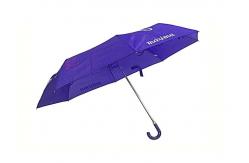 China Waterproof Manual 3 Fold Umbrella , Fold Up Umbrella Pongee PU J Handle supplier
