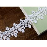 Floral Embroidered Chemical Poly Milk Lace Ribbon Trim Water Soluble Azo Free for sale