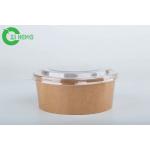 Disposable Custom Logo Printed Durable Brown Kraft Paper 42oz Salad Bowls With Clear Lids for sale