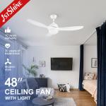 48 Inch Modern Indoor Ceiling Fan With 3 CLR Brightness LED Light for sale