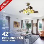 Midcentury Design 1stshine LED Ceiling Fan Remote Control and Hidden Blades 10 Year Motor for sale