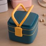 Double Layer Plastic Multi Compartment Lunch Box Bento With Spoon 1000ml 1400ml for sale