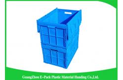 China Blue Collapsible Plastic Containers with Attached Lids / Stackable plastic container supplier
