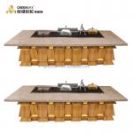 Fan Shape Commercial Electric Hibachi Cooktop Teppanyaki Grill Table with 450*400mm Cook Area and ISO 9001-2008 Certification for sale