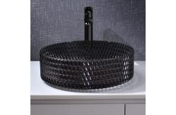 China Diamond Shape Crystal Wash Basin 22 Inch Transparent Black Round Countertop Sink supplier