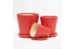 China Glossy Single Lightweight Indoor Ceramic Pots With Drainage Tray supplier