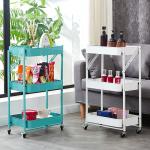 Mini 3 Tiers Metal Mesh Basket Mobile Rolling Storage Trolley Cart