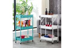 China Mini 3 Tiers Metal Mesh Basket Mobile Rolling Storage Trolley Cart supplier