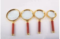 China Wooden Custom 4X  6X 10X Handheld Reading Magnifier For Reading Antique Plating supplier