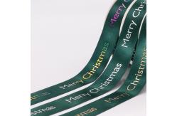 China Custom Patterned Hot Stamp Ribbon , Smooth Surface Green Satin Ribbon supplier