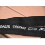 2cm Black Elastic Webbing Straps Printed With White Cut Out Letters Logo for sale