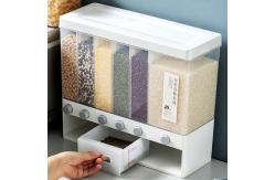 China Transparent Wall Mounted 6 Grid Cereal Dispenser With Measuring Cup supplier