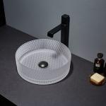 Acid Matt Glass Vessel Basins Bathroom Vanity 12mm High End Crystal Diamond for sale