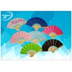 10cm Small Size Paper Folding Fans With Natural Bamboo Frame for sale