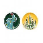 8.8 Inch Cactus Plants Ceramic Salad Plate Dinner Plate For Spring Summer for sale