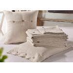 Pure Linen Wooden Buttons Modern Bedding Sets 4Pcs Real Simple Logo Customized