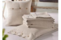China Pure Linen Wooden Buttons Modern Bedding Sets 4Pcs Real Simple Logo Customized supplier