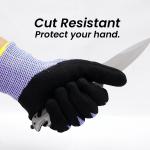 Logo Custom A6 Cut Resistant Gloves With Sandy Nitrile Coating / Touchscreen Compatibility