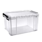 Wheeled Clear Organizing Bins Clear Plastic Storage Bins With Handle for sale