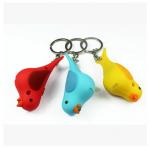 New creative gift product cartoon animal bird led light keychain keyrings with sound for sale