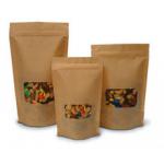 Zipper Top Kraft Paper Bag / Pouch For Snack Packaging With Transnparent Window