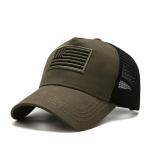 Army Green Cotton Baseball Hat 3D Embroidered Curved Double Row Plastic Back Closure Trucker Cap for sale