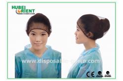 China Black Round Nylon Disposable Head Cap / hospital hair nets with Elastic and Snood supplier