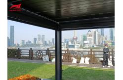 China 3x4m Motorized Aluminum Louvered Roof Led Light Rodent Proof Swimming Pool supplier
