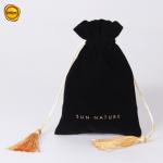 Custom Logo Non Woven Fabric Black Drawstring Packaging Bag For Cosmetic for sale