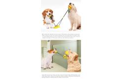 China Sucker Drawstring Teeth Cleaning Dog Toy / TPR Double Ball Dog Food Dispenser Toy supplier