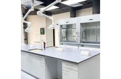 China L Shaped Lab Island Bench Customized Length 75x90cm White Workstation Furniture supplier