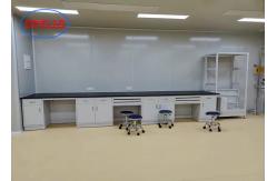 China Gray White Laboratory Casework With Black Phenolic Resin Countertop In College Lab supplier