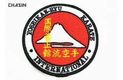 China Karate Uniform Embroidered Badge Patches Heat Press Backing Round Shape supplier
