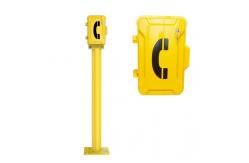 China Anti Vandal Yellow Industrial Weatherproof Telephone With Post And Key Lock supplier