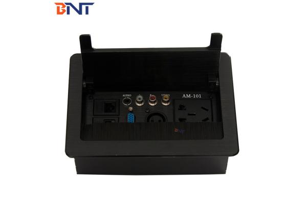 Hidden Desk Mounted Flip Up Plug Sockets , Conference Table Multimedia Socket Box