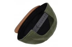 China Two Tone Army Green Melton Wool Snapback Hat With Suede Brim supplier