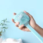 2 In 1 Long Handle Silicone Bath Body Cleaning Brush For Exfoliating